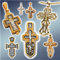 Хрест срібний з позолотою, хрестик срібний з золотом, хрест натільний